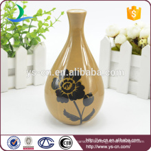 YSv0118-01 kleine Keramik-Vase mit schwarzem Blumen-Design